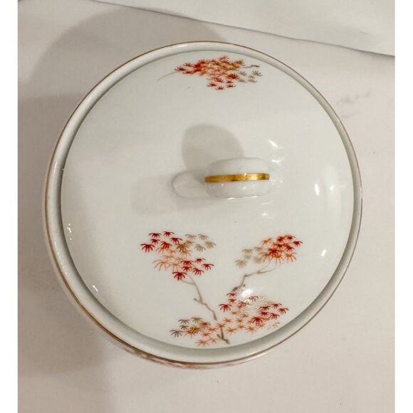 VINTAGE JAPANESE COVERED BOWL FUKAGAWA ARITA PINE CONE #905 COVERED DISH  W LID - Picture 5 of 7